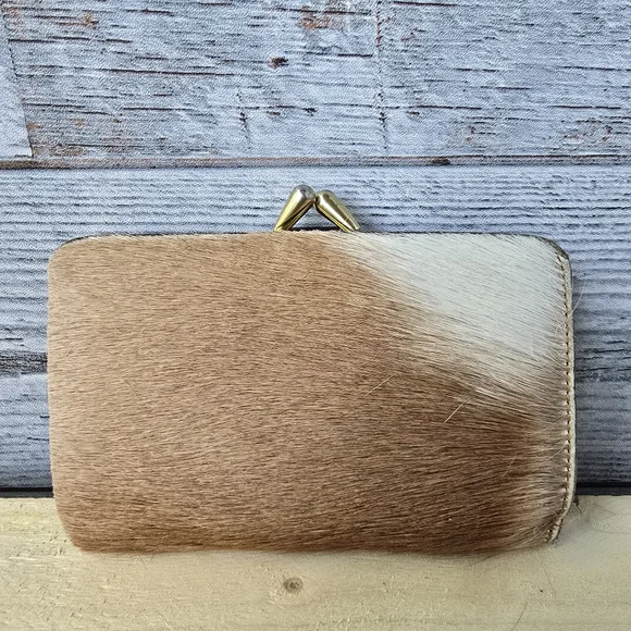 Vintage Bi Fold Fur Wallet Genuine Springbok Small - Picture 4 of 9